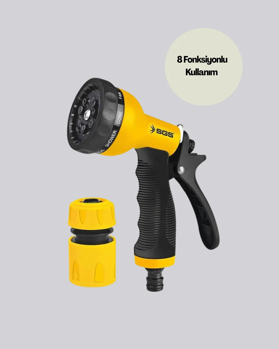 Ayarlanabilir Basınçlı 8 Modlu Bahçe Sulama Tabancası Hortum Aparatı