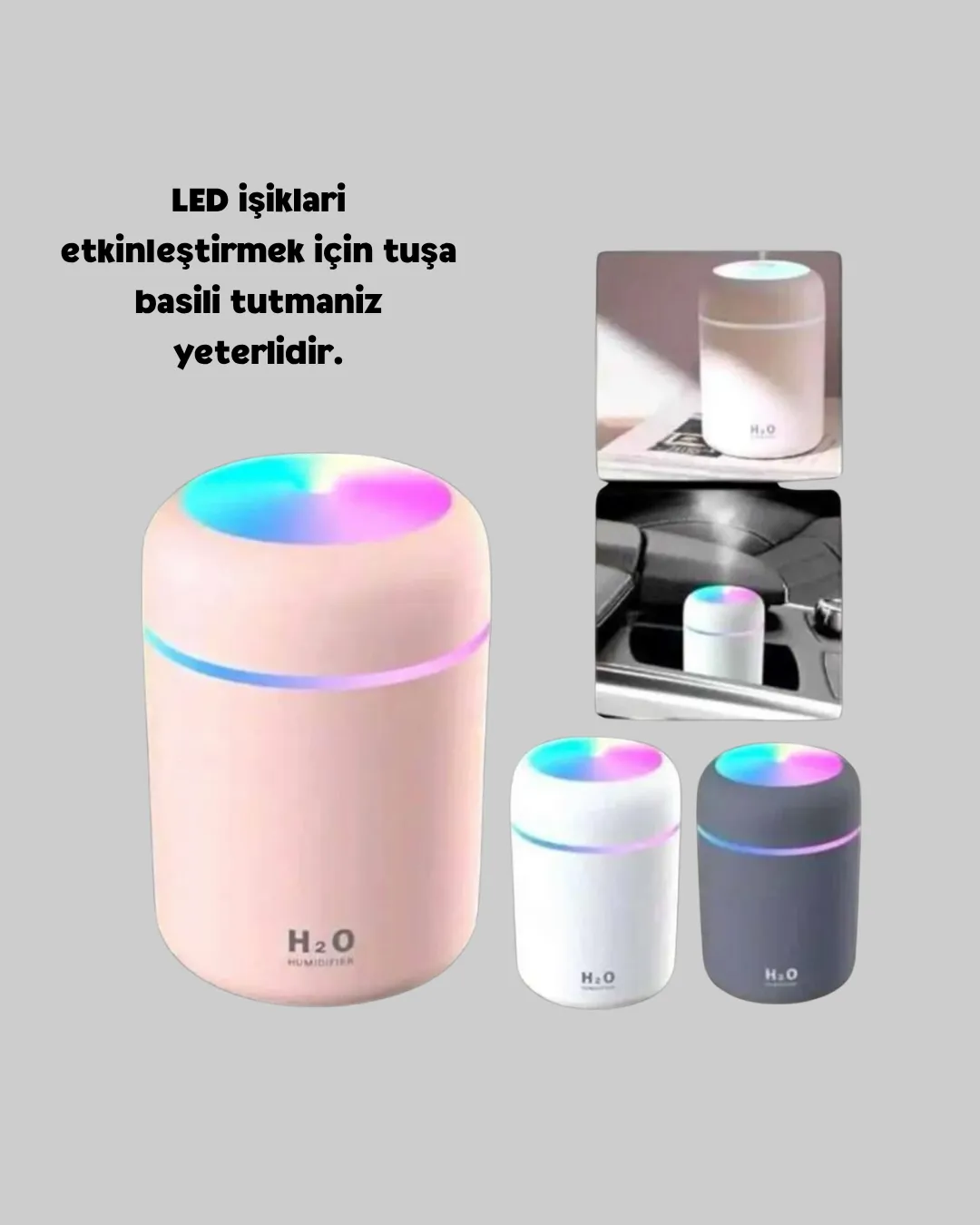 LED Işıklı USB Nemlendirici – Sürekli ve Aralıklı Püskürtme Modu