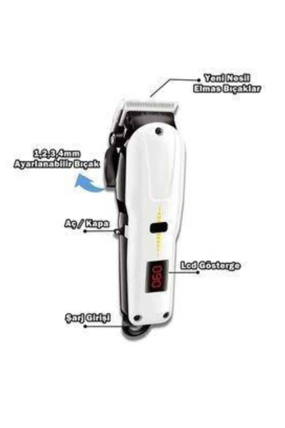 Profesyonel Şarjlı Tıraş Makinesi Turbo Kablosuz Saç Kesme Makinesi