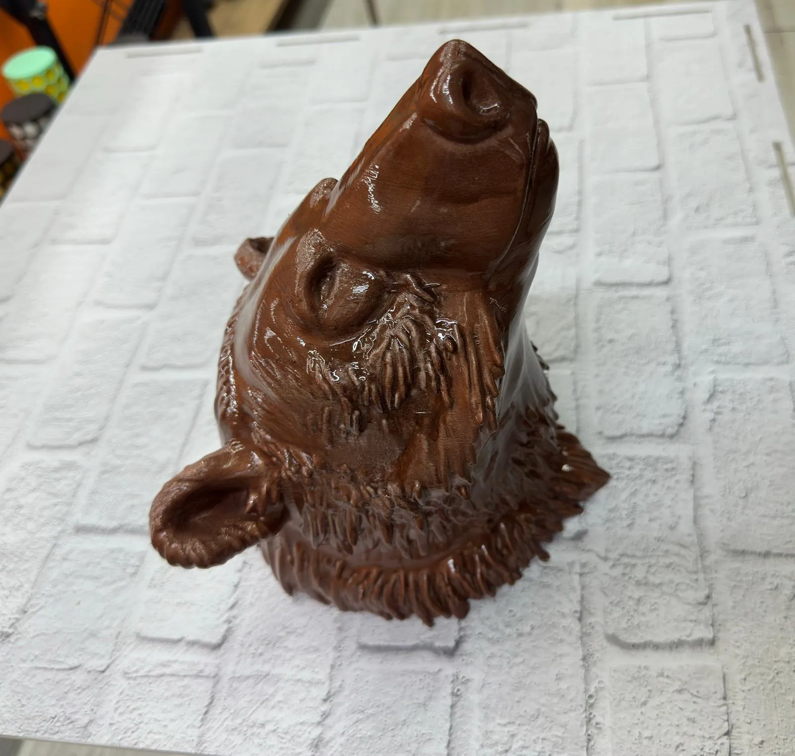 Ayı Başı Duvar Dekoru Modern Asılabilir Heykel 25x19 cm