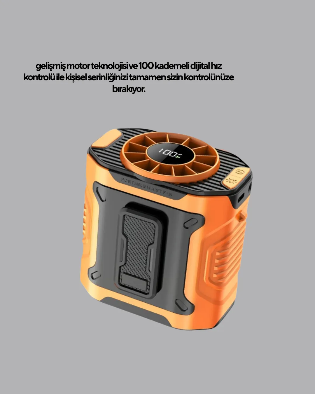 Dijital Ekranlı Turbo Mini Fan – 3 Kademeli Hız, Sessiz Çalışma ve Type-C Şarj