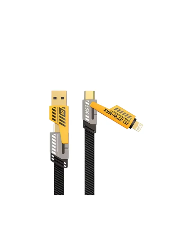 USB-C ve Lightning Uyumlu 4'ü 1 Arada Kablo – 65W Hızlı Şarj, Örgülü Dayanıklı Yapı