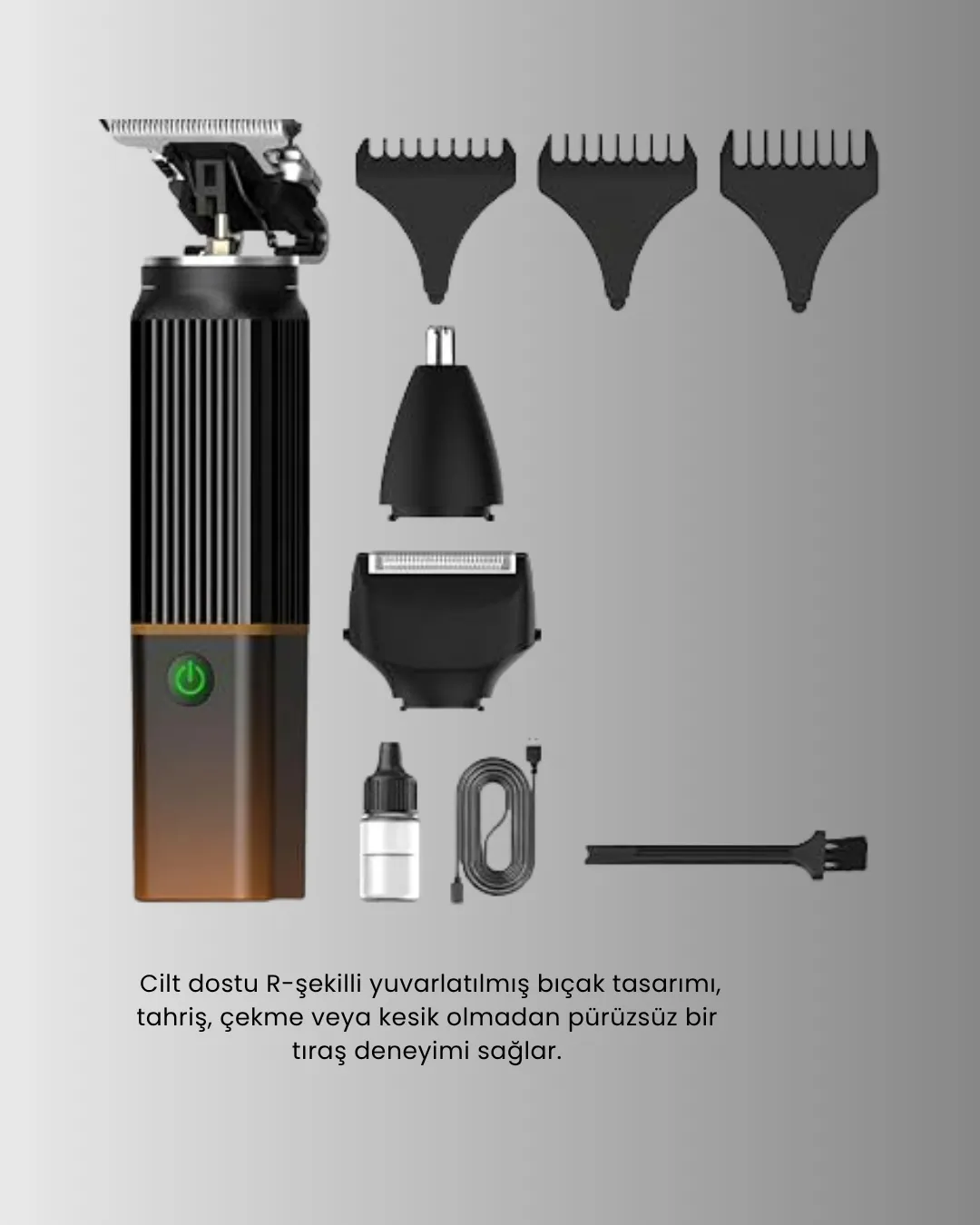 Erkekler İçin Şarjlı 3’ü 1 Arada Trimmer Seti – Güçlü Motor, Sessiz Çalışma