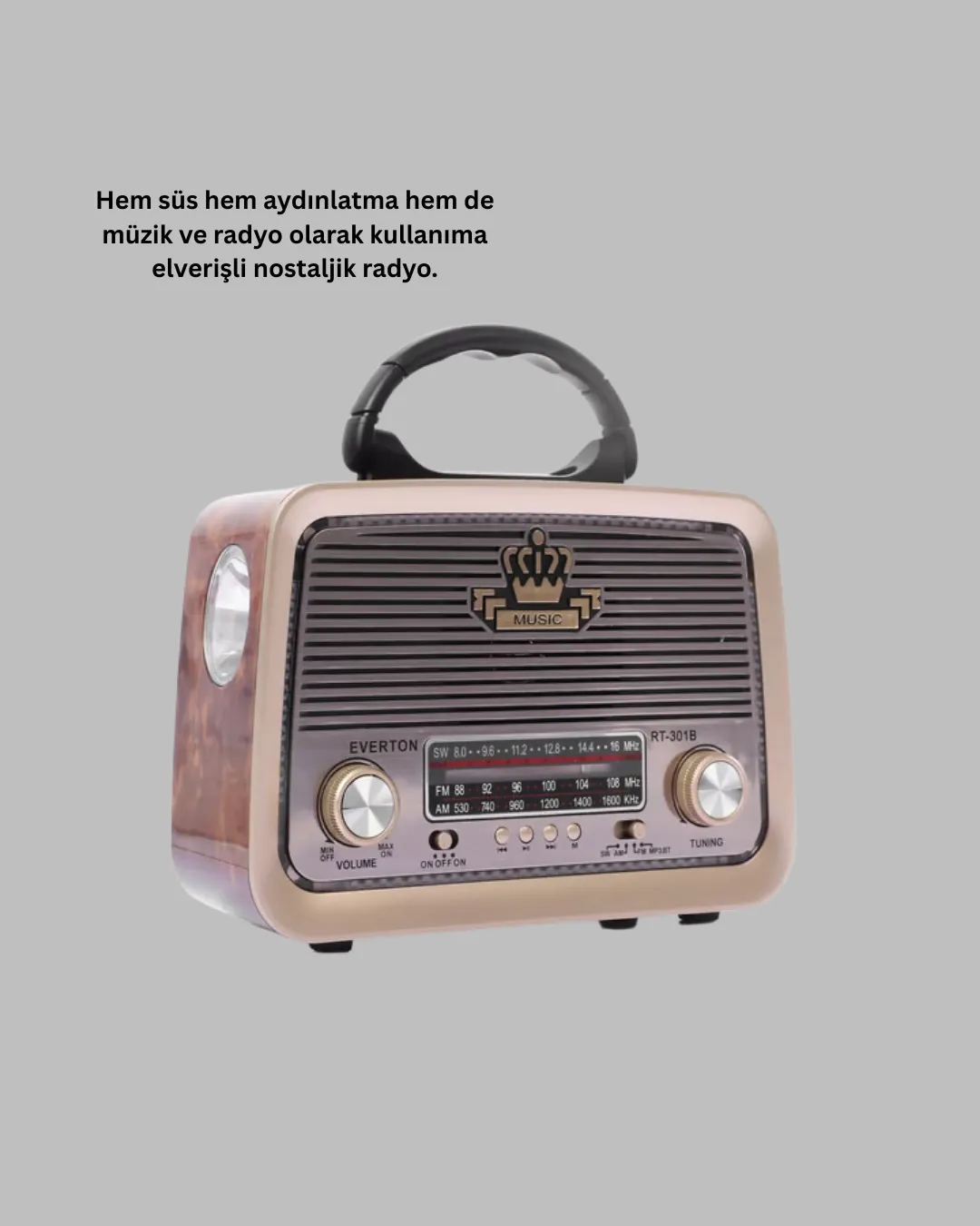 Nostalji Bluetooth Radyo FM AM SW Ahşap Eskitme Tasarım
