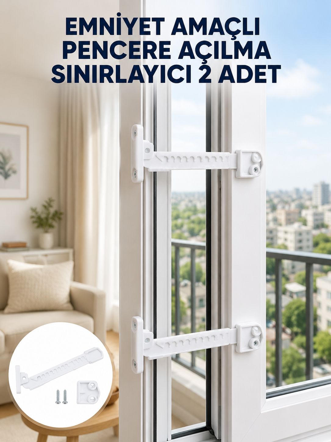 Emniyet Amaçlı Pencere Açılma Sınırlayıcı Aparat 2 Adet