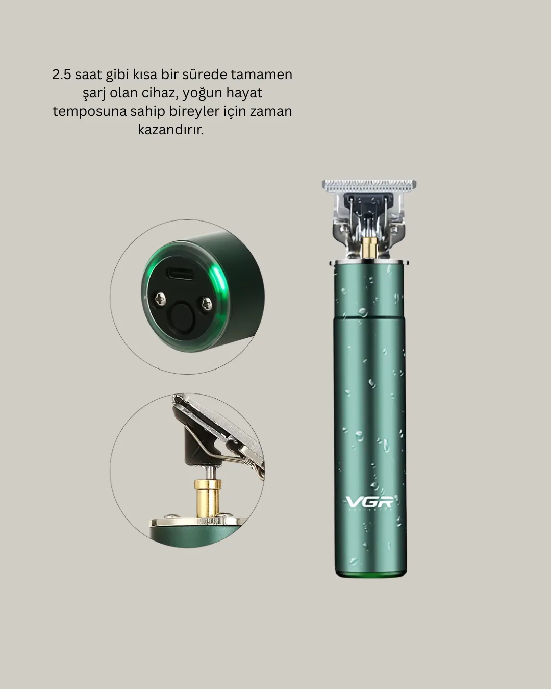 Koyu Yeşil Profesyonel Metal Gövdeli Saç Kesme Makinesi