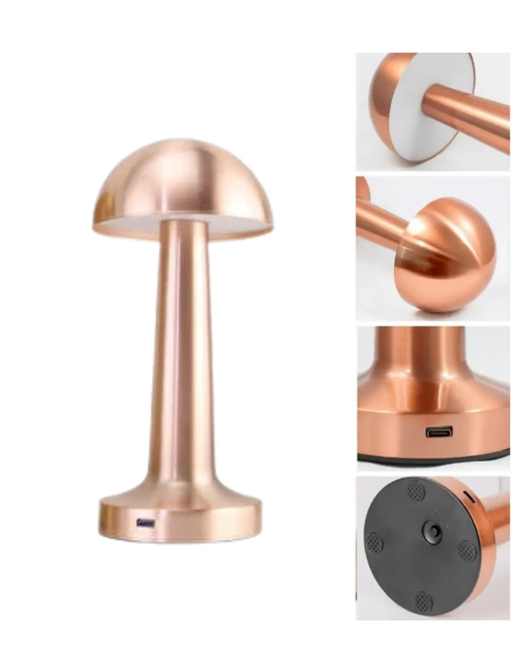 Kablosuz Dokunmatik Masa Lambası 3 Işık Modlu USB Şarjlı Bronz