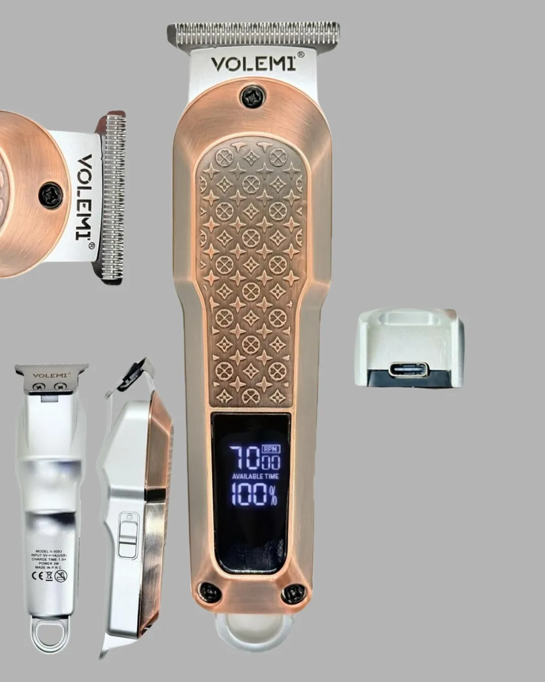 Profesyonel 7000RPM Saç Kesim Makinesi – Type-C Şarjlı, LCD Ekranlı, 4 Kademeli Ayar