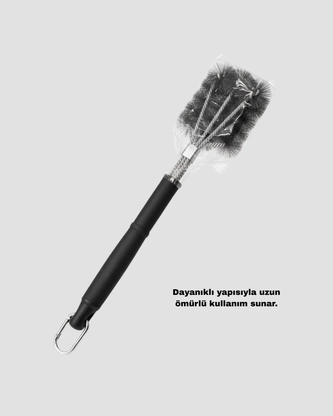 Mangal Izgara Temizleme Fırçası Paslanmaz Çelik Telli Uzun Saplı