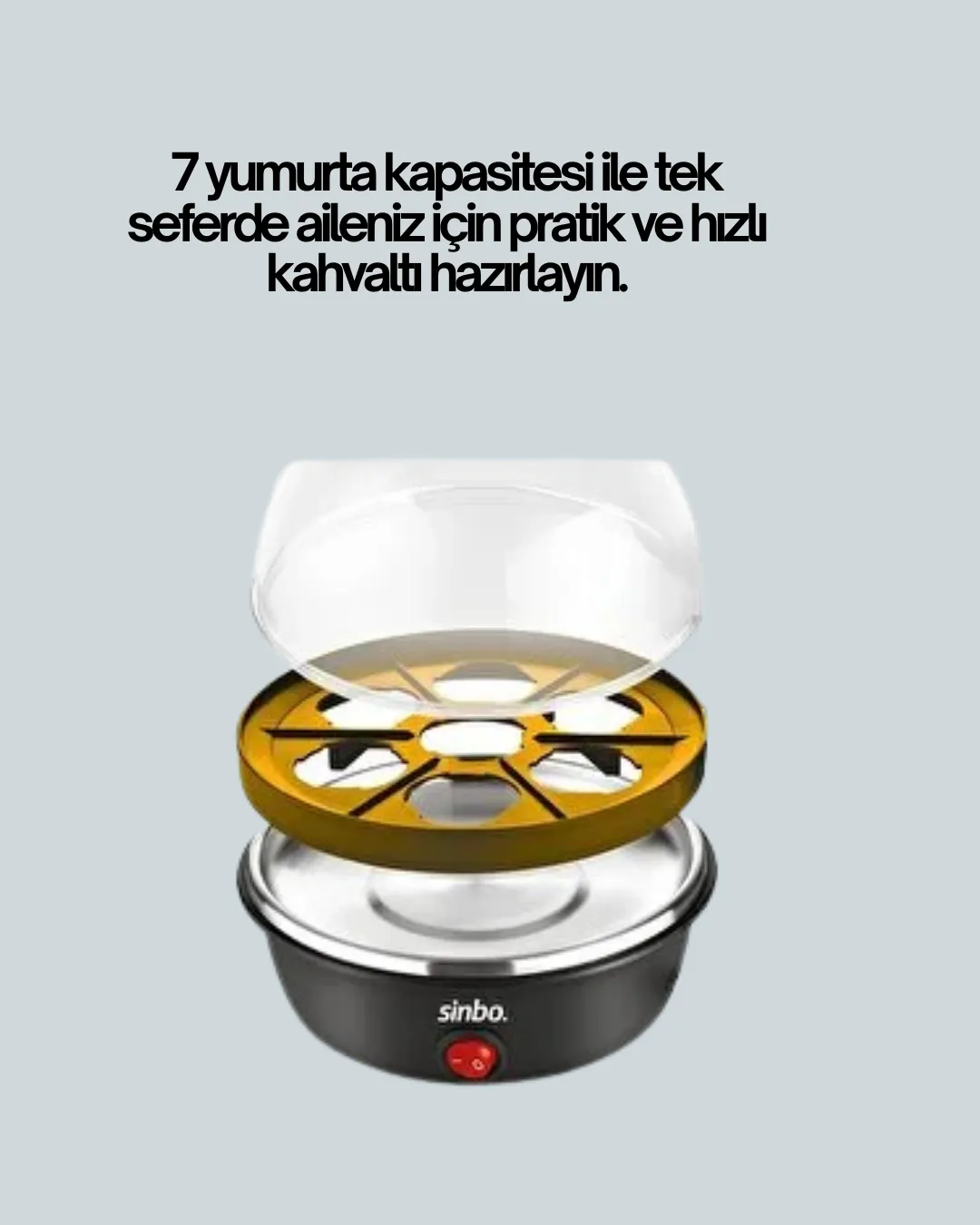 7 Yumurtalık Buharlı Yumurta Pişirme Cihazı Otomatik Kapanma Özellikli