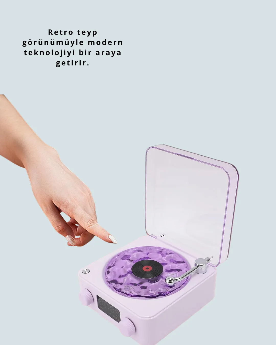 360° Sesli Kablosuz Hoparlör – Retro Tasarım ve Projektör Işığı