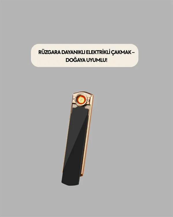 USB Şarjlı Alevsiz Elektronik Çakmak – Rüzgara Dayanıklı, Gazsız, Güvenli Kullanım