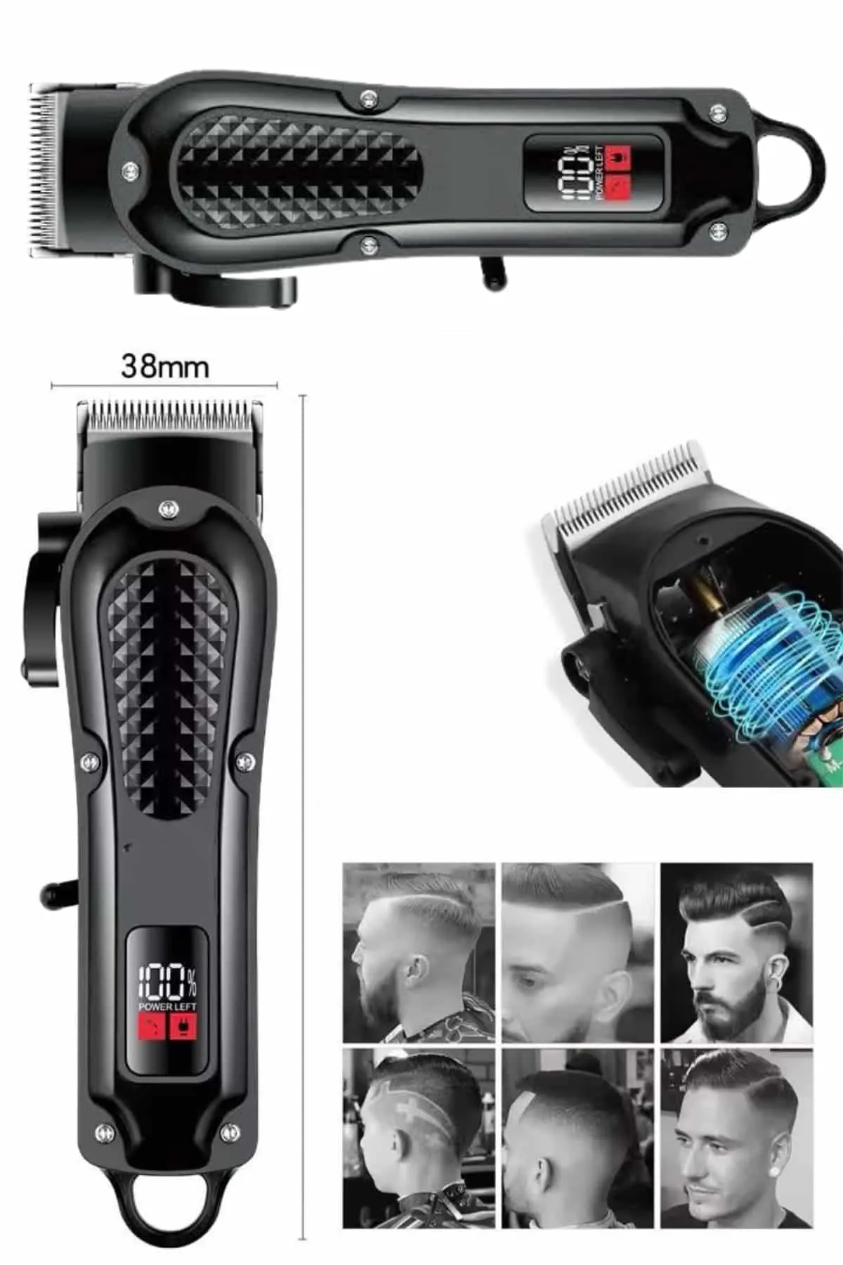 Dijital Profesyonel Kablosuz Saç Sakal Tıraş Makinası Sessiz Paslanmaz Çelik