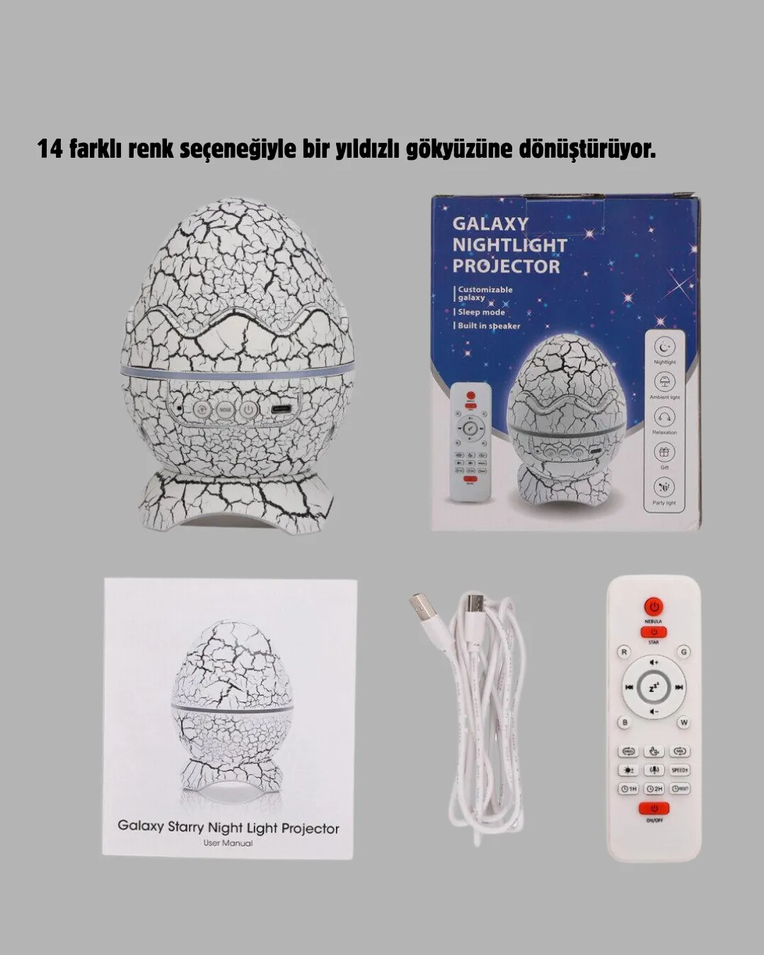 Galaksi Efektli Dinozor Yumurta Projektör – Yüksek Çözünürlüklü