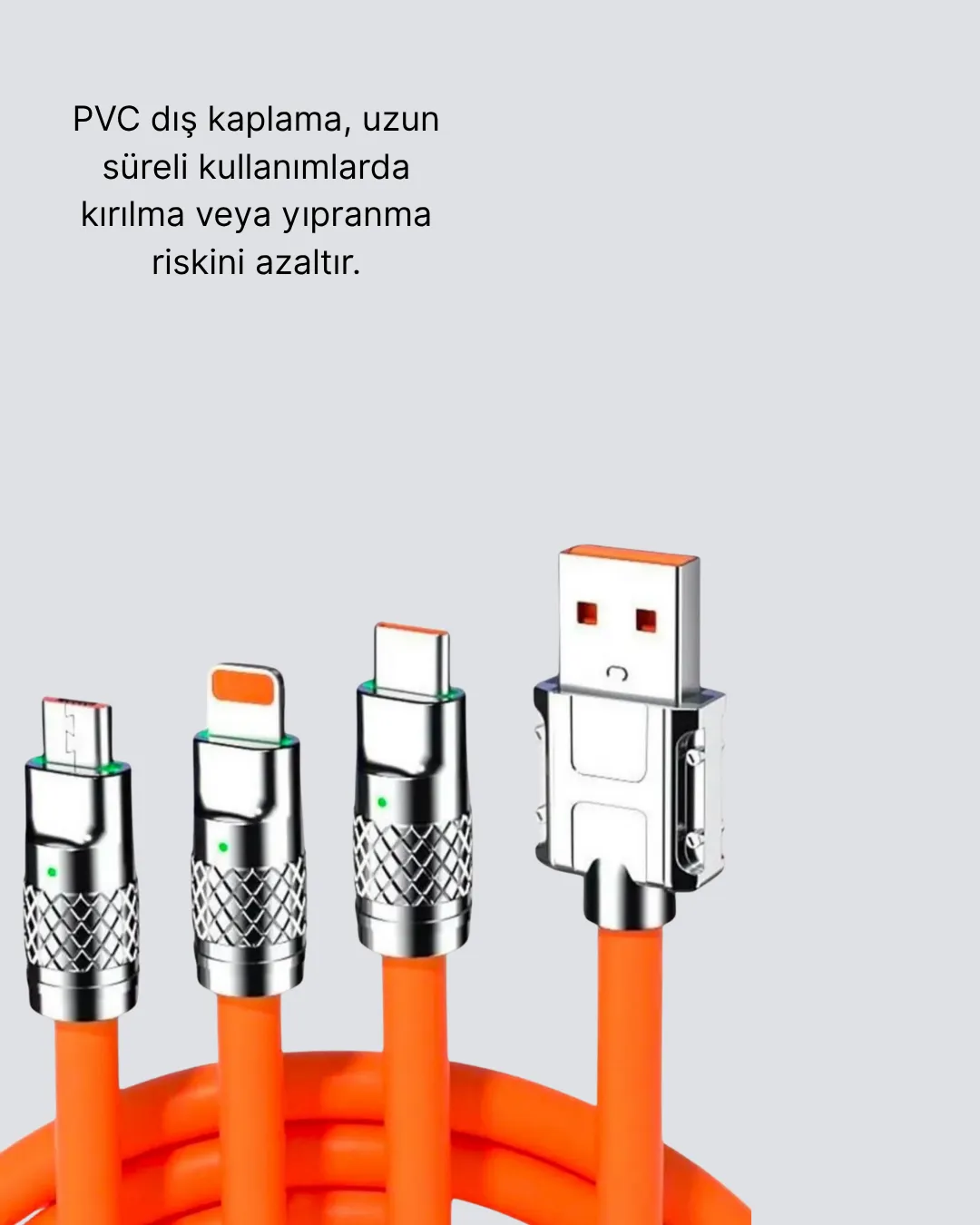 ÜÇLÜ Şarj Kablosu – Yüksek Hızlı, Dayanıklı ve Uzun Ömürlü