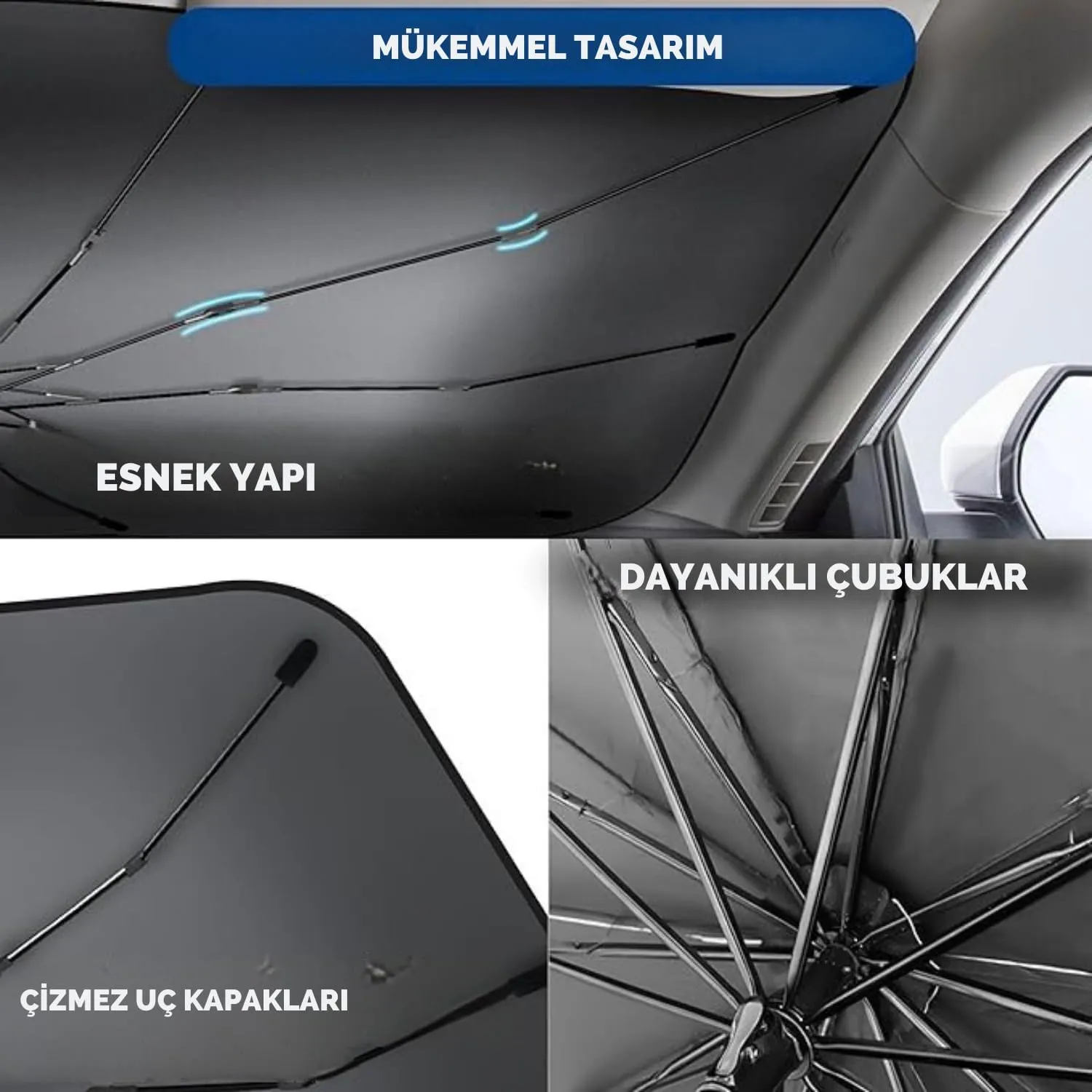 Fiat Fiorino, Citroen Berlingo, Renault Kangoo, Ford Courier, VW Caddy Uyumlu Oto Şemsiye