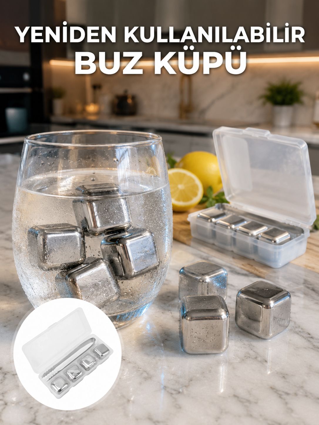 Hızlı Soğutma Özellikli Paslanmaz Metal Buz Küpü Takımı