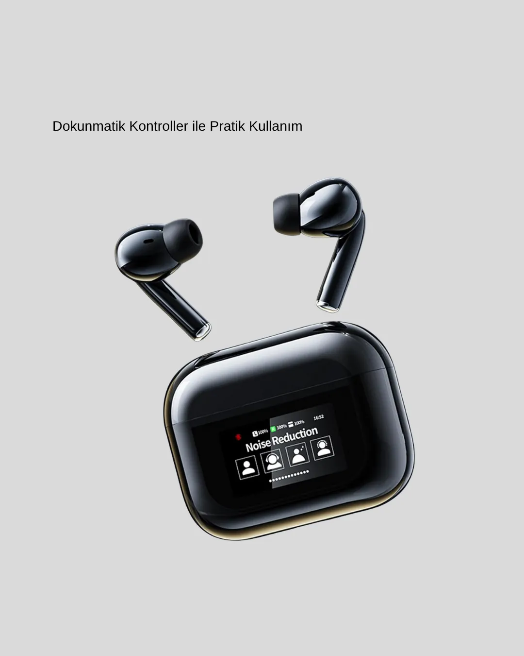 Bluetooth 5.3 ANC Kablosuz Kulaklık – Dokunmatik Kontrol, Dijital Ekran ve Uzun Pil Ömrü