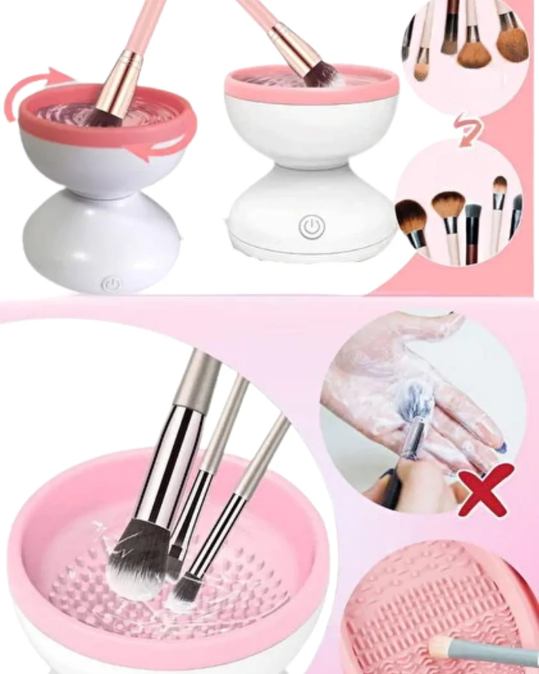 Otomatik Makyaj Fırçası Temizleyici USB Destekli Taşınabilir Cihaz