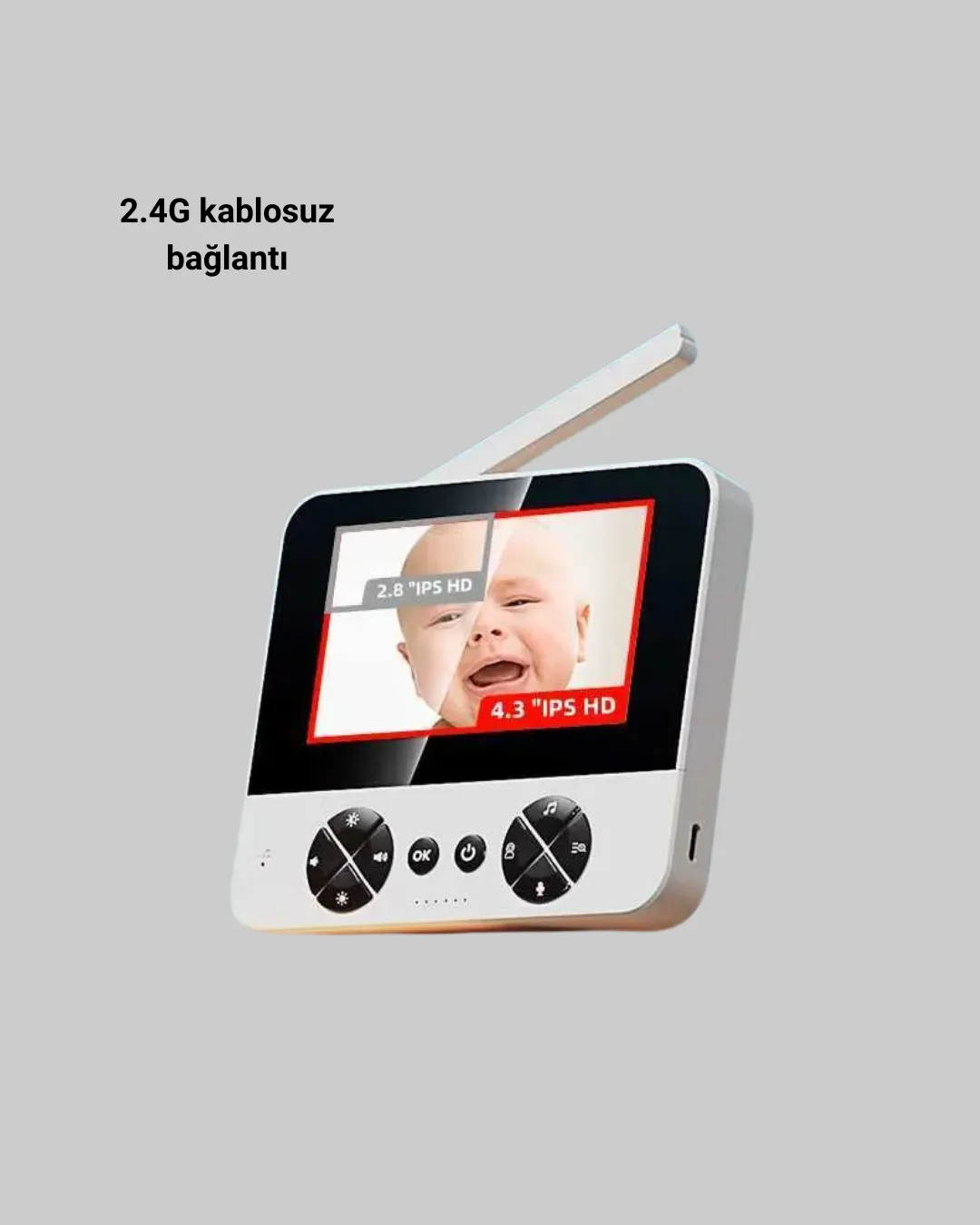 720P Bebek Kamerası Uzaktan Kontrollü Gece Görüşlü Monitör