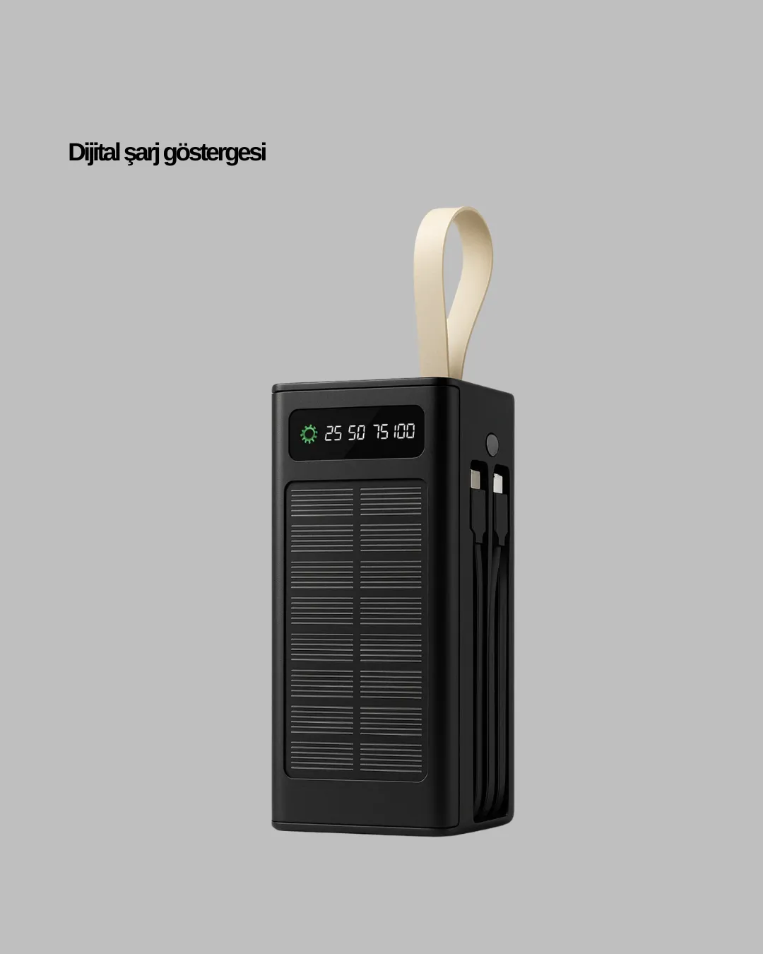 LED Aydınlatmalı Güneş Panelli Powerbank Seyahat ve Kamp İçin