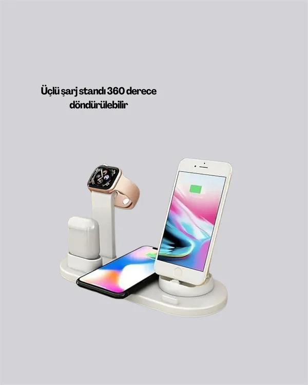 iPhone, Apple Watch ve AirPods ile Uyumlu 4'ü 1 Arada Şarj Ünitesi – Tüm Apple Cihazları Tek Noktada