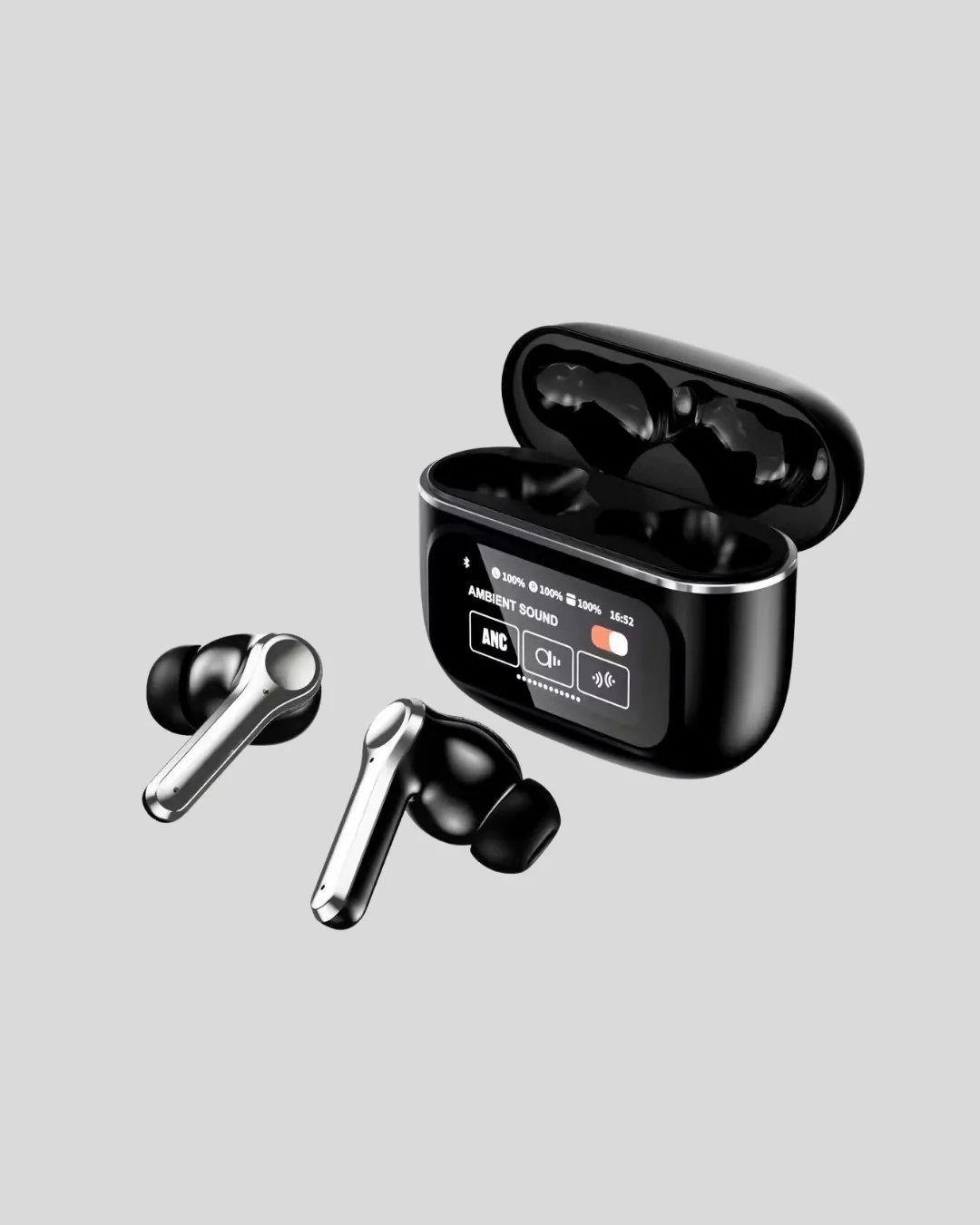 Aktif Gürültü Engelleme (ANC) Kablosuz Bluetooth Kulaklık – Dijital Ekranlı, Dokunmatik ve Uzun Pil Ömürlü