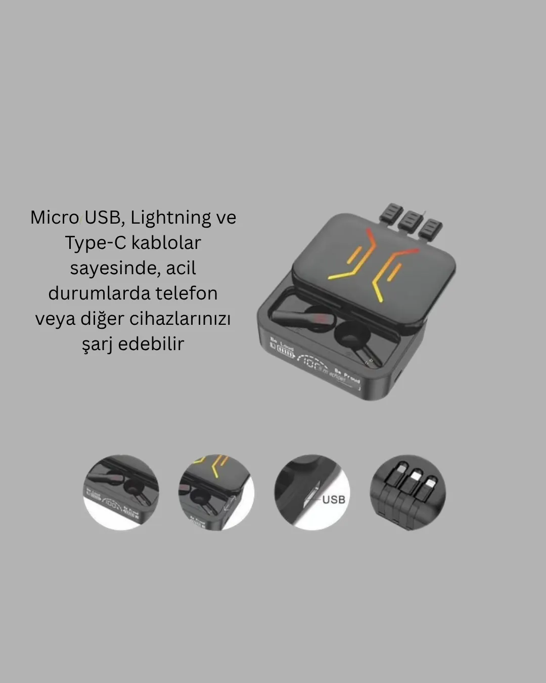 Type-C Girişli Bluetooth Kulaklık – Uzun Bekleme Süresi