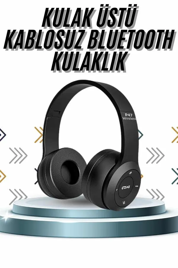 Kulak Üstü Bluetooth Kulaklık Yüksek Ses Kaliteli Ayarlanabilir