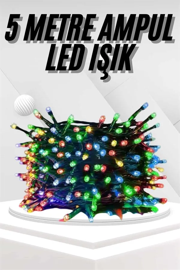 Ledli Fişli Led Dekor Lambası 5M RGB Yılbaşı Ağacı Işığı