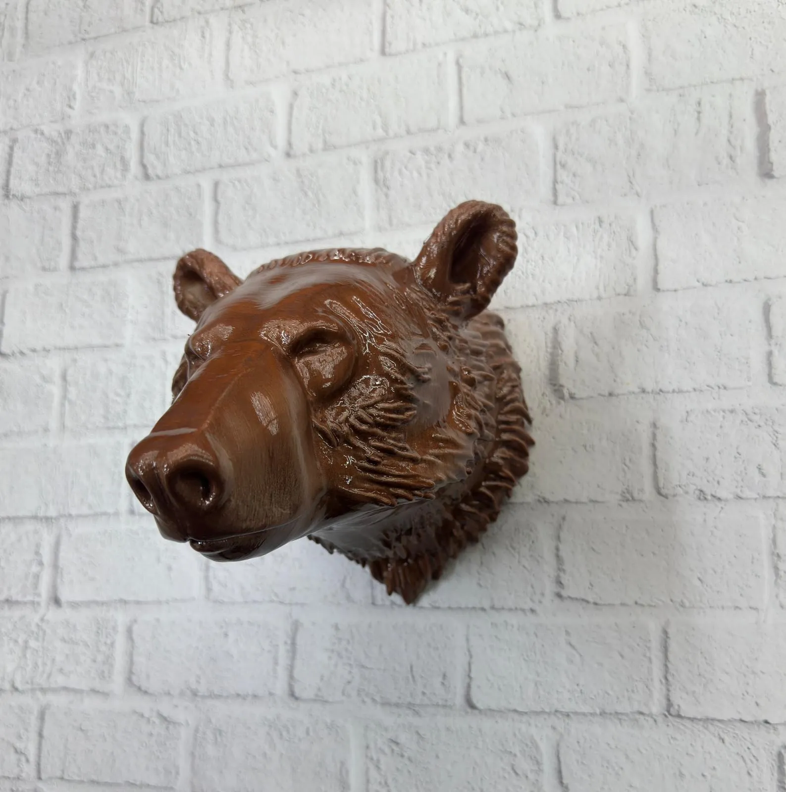 Ev ve Ofis İçin Dekoratif Ayı Başı Heykel Hediyelik Duvar Aksesuarı