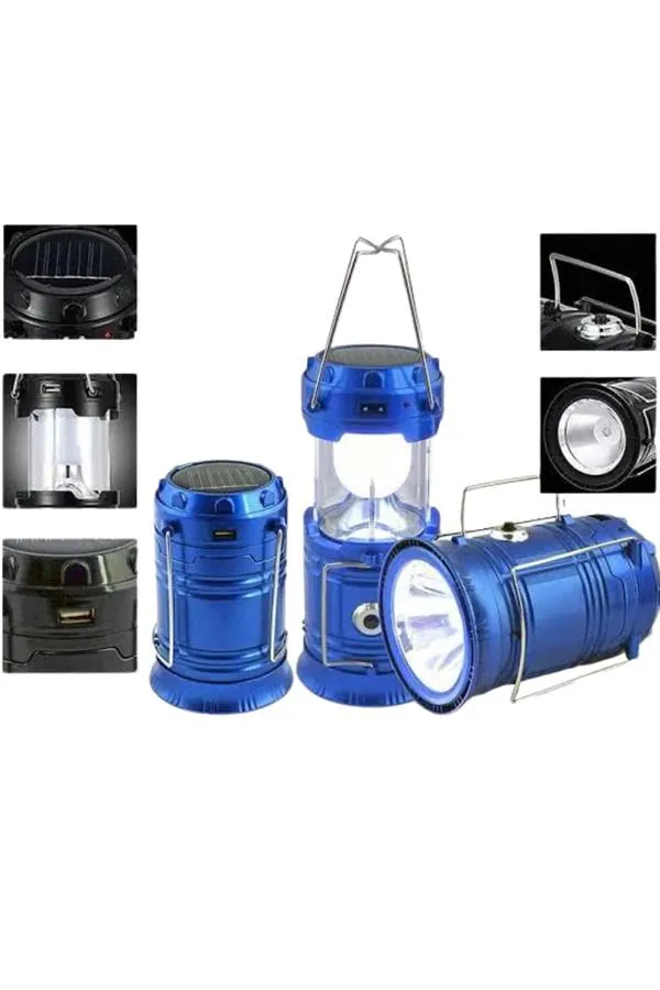 Solar Şarjlı Kamp Lambası Güneş Enerjili Kızaklı Kamp Feneri Çadır Feneri Led Işıldak