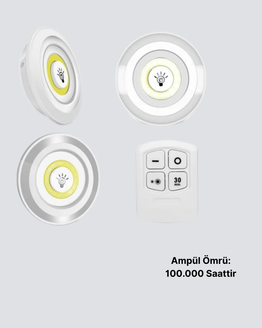 Kablosuz Gün Işığı 3’lü LED Spot Lamba Kumandalı