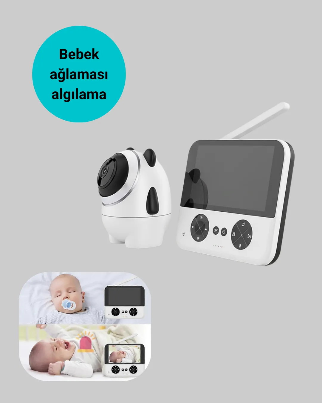 720P Bebek Kamerası Uzaktan Kontrollü Gece Görüşlü Monitör