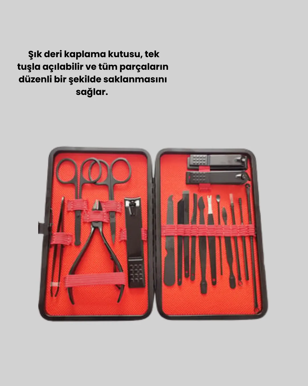 17 Parçalık Deri Kaplamalı Manikür Seti