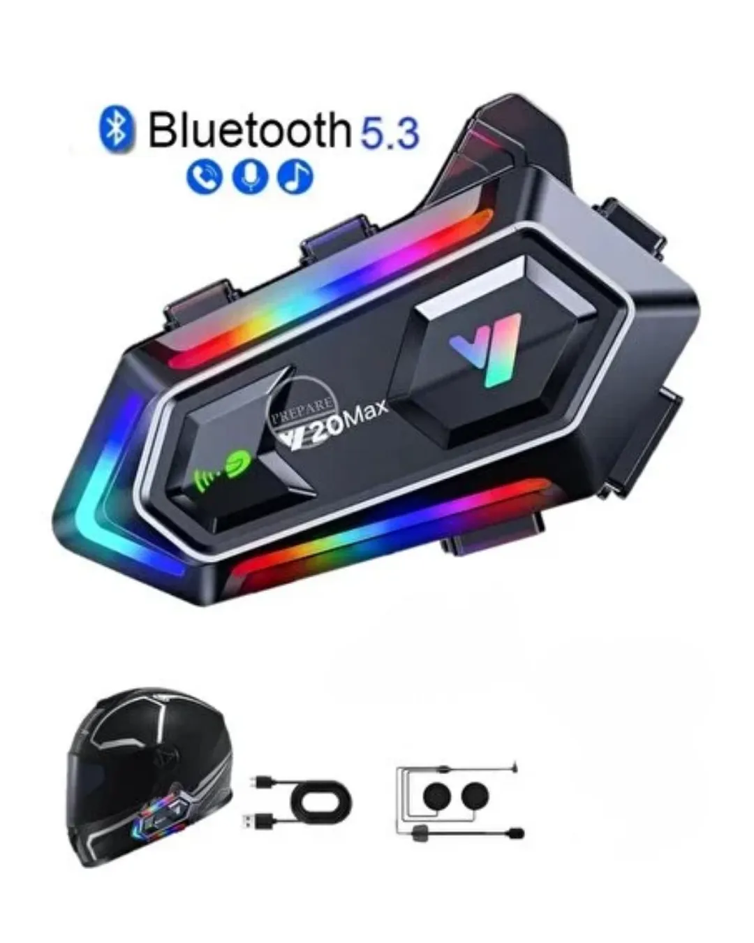 IPX6 Su Geçirmez Intercom 1000m Bağlantı 1000mAh Batarya RGB Işıklı