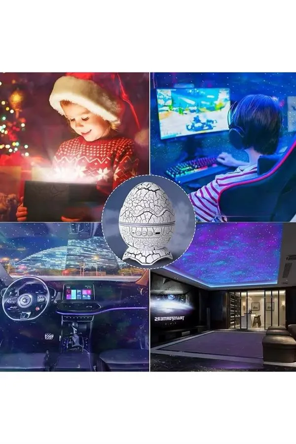 Bluetooth Hoparlör Dinozor Yumurtası Gece Masa Lambası Projektör