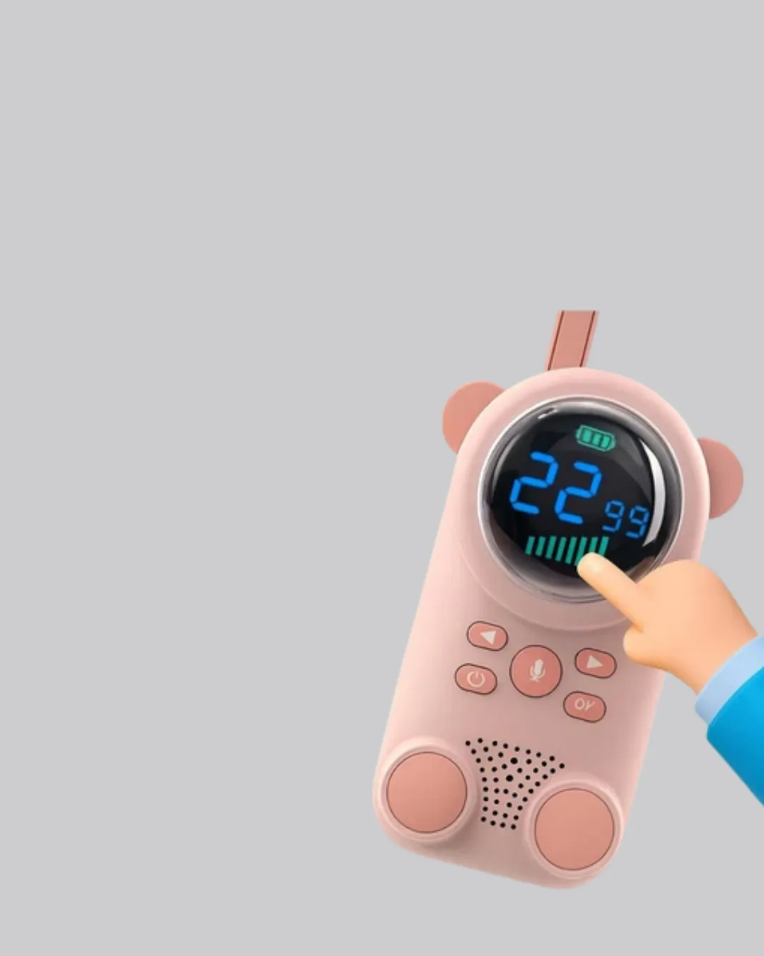 Şarjlı Bebek Telsizi Uzun Mesafe 22 Kanal LCD Ekran VOX Modu 400 mAh