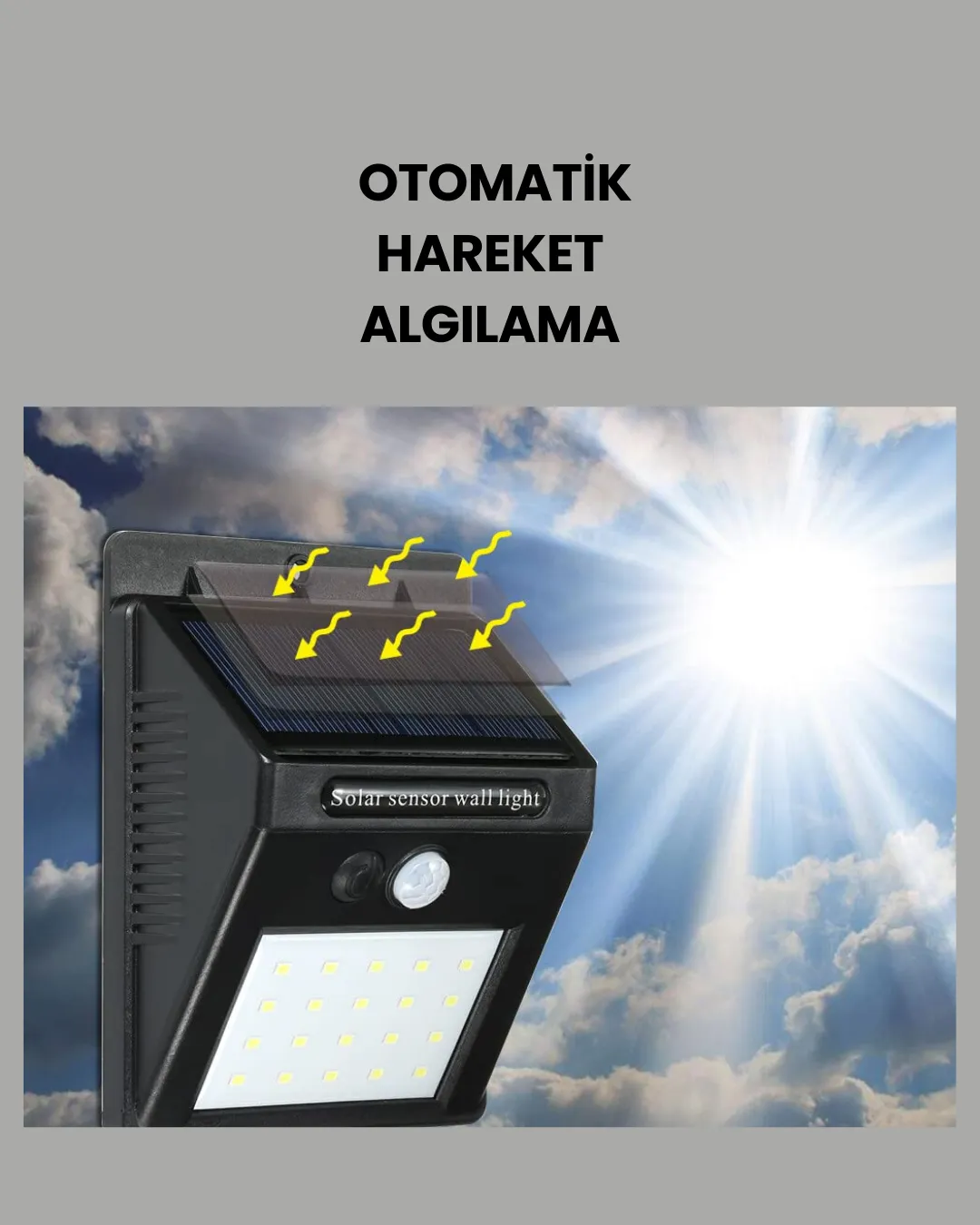 Bahçe ve Dış Mekanlar İçin Güneş Enerjili 20 LED Hareket Sensörlü Lamba