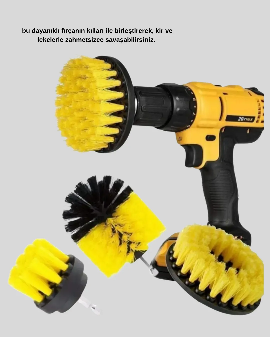 3’lü Matkap Temizlik Fırçası Seti – Banyo, Mutfak ve Araç Jantı İçin Etkili