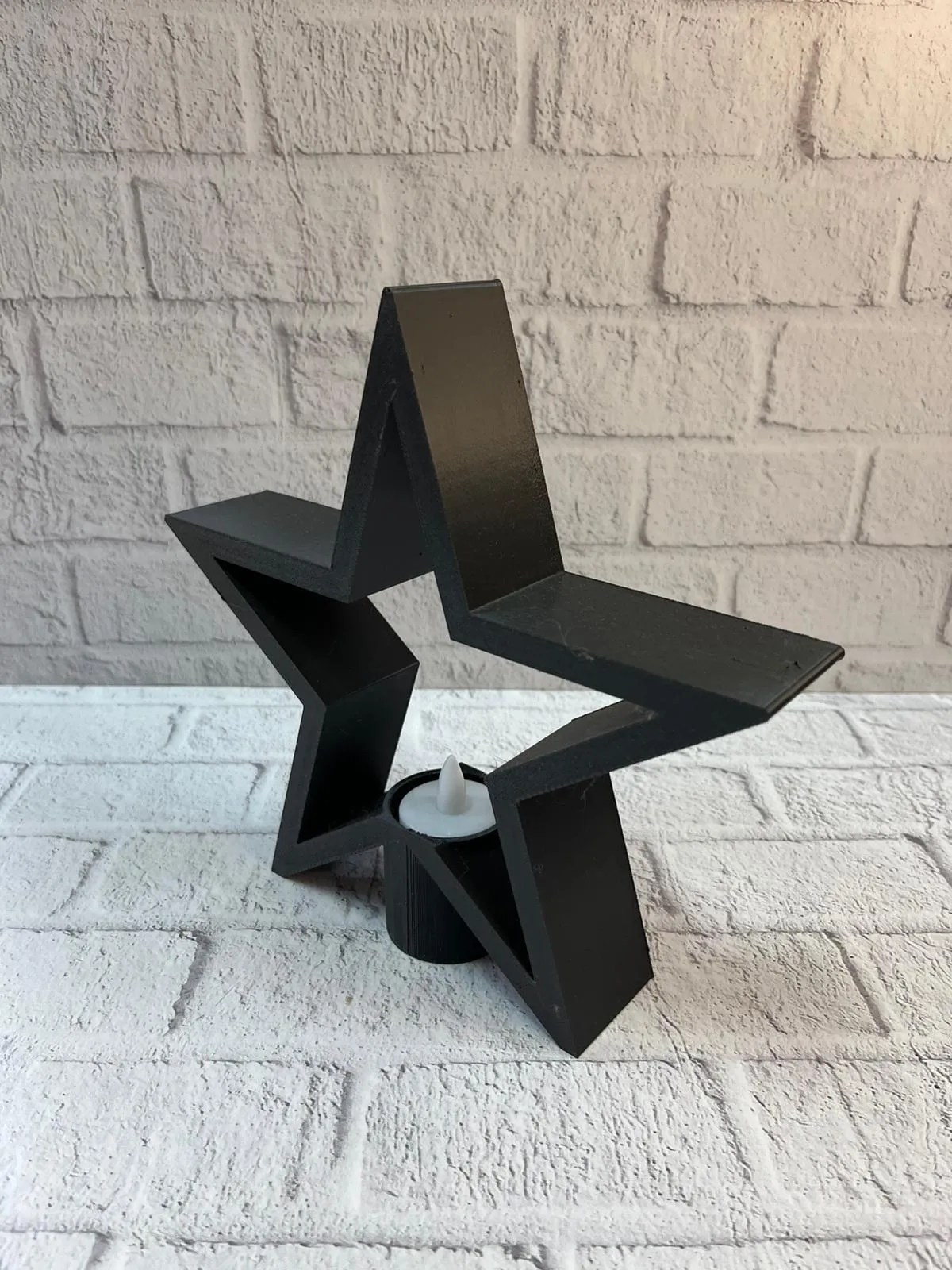 Yıldız Mumluk Siyah Modern Salon ve Raf Dekoru