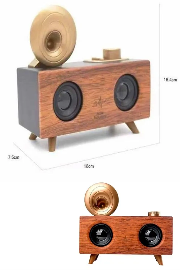 Bluetooth Nostalji Speaker Radyo Gramofon Ahşap Renk Vintage