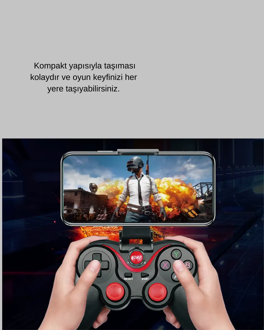 Çift Analog Joystick ve 14 Tuşlu Bluetooth Oyun Kumandası