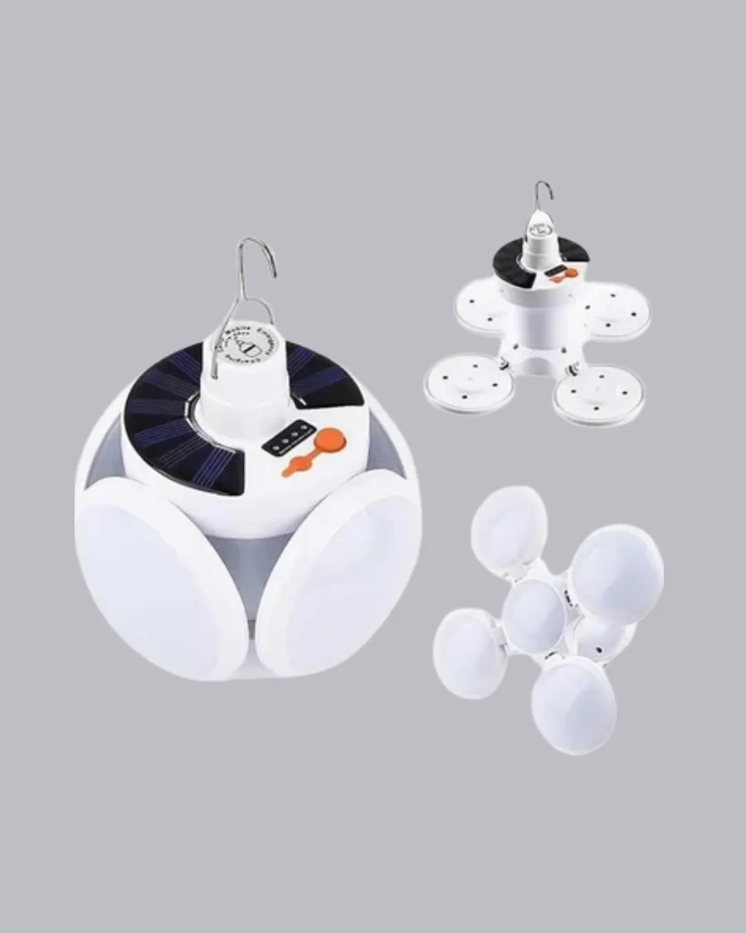 5 Kanatlı Solar Kamp Lambası – USB Şarjlı, Taşınabilir, IP65 Su Geçirmez Bahçe Lambası