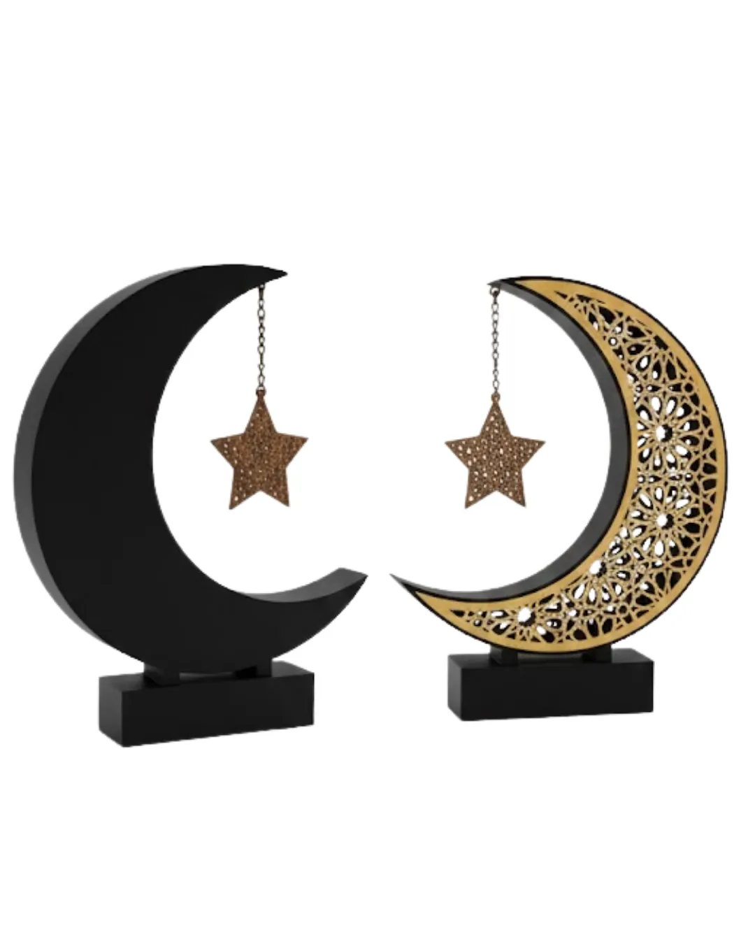 3D Hilal Yıldız Masa Üstü Dekor 23x23 cm Ramazan Konsept Tasarım