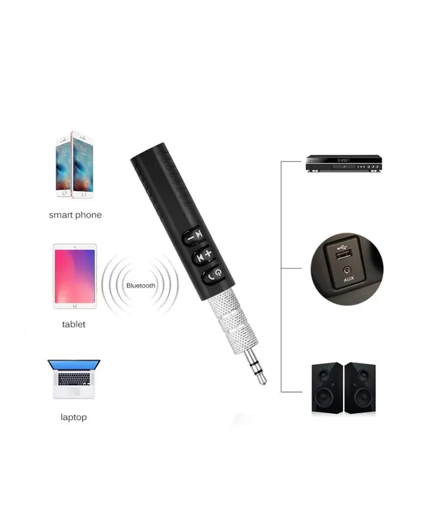 Bluetooth AUX Adaptör | 3.5mm Ses Girişi İçin Kablosuz Dönüştürücü, 10m Menzil