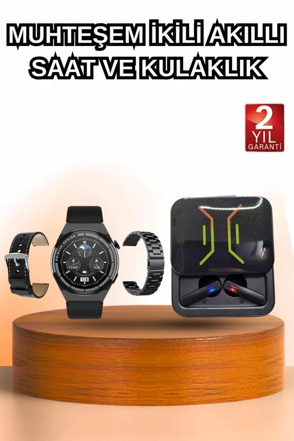 Dijital Göstergeli Bluetooth Kulaklık ve Bildirim Görebilen Akıllı Saat Alarm ve Titreşim