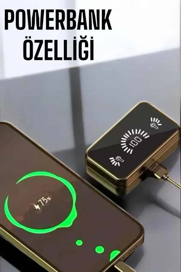 Aynalı Bluetooth Kulaklık Telefon Standlı Dijital Göstergeli