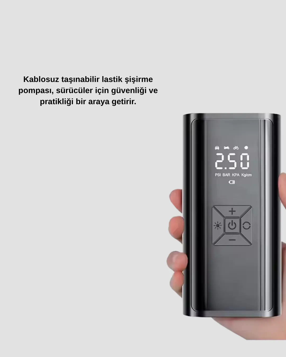 Kablosuz Dijital Lastik Şişirme Pompası LED Işıklı 80W