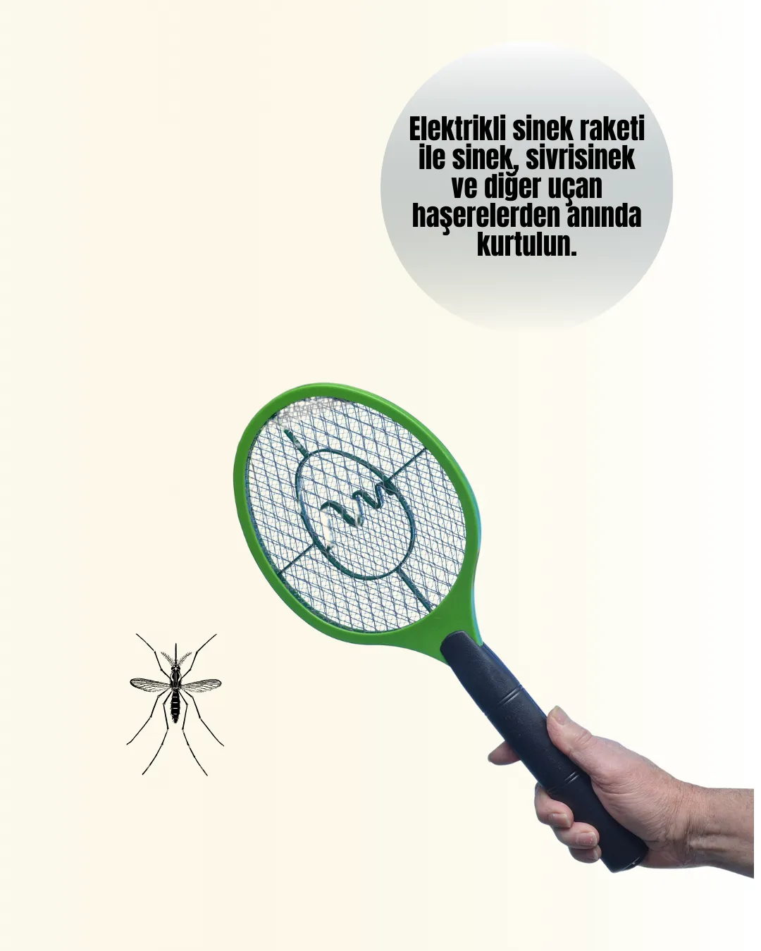 Çocuk ve Evcil Hayvan Dostu Elektrikli Sinek Raketi | Güvenli Kullanım